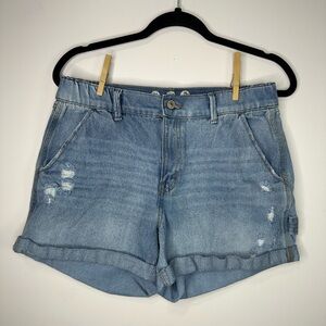 Rewash Light Blue Distressed Roll-Cuff Denim Shorts size 9